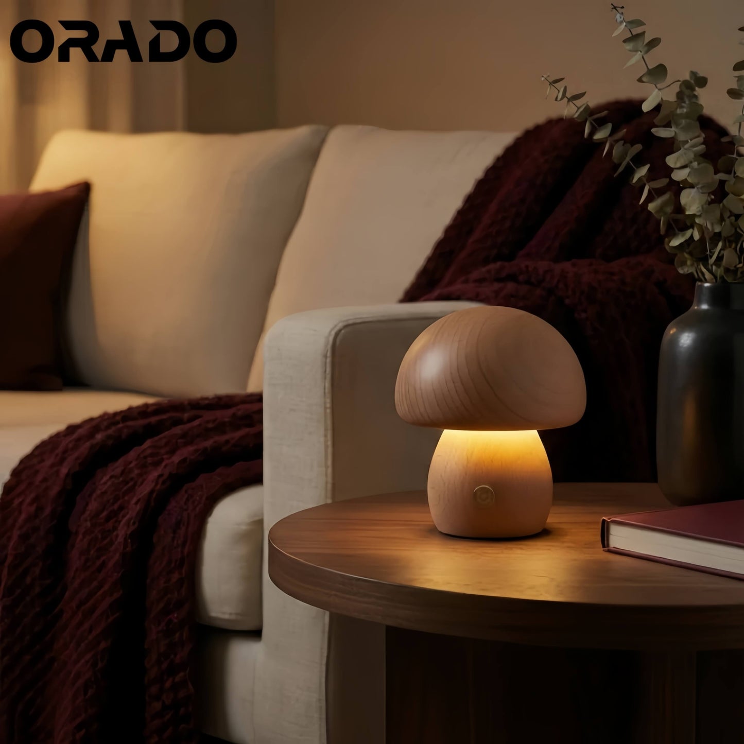 Mushroom Solid Wood Table Lamp