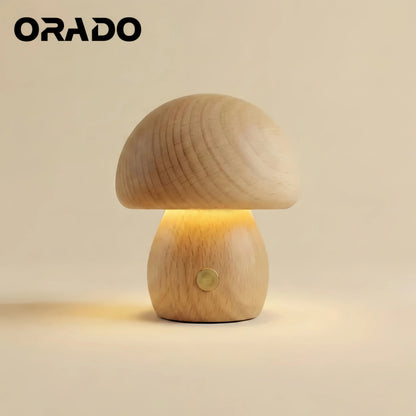 Mushroom Solid Wood Table Lamp