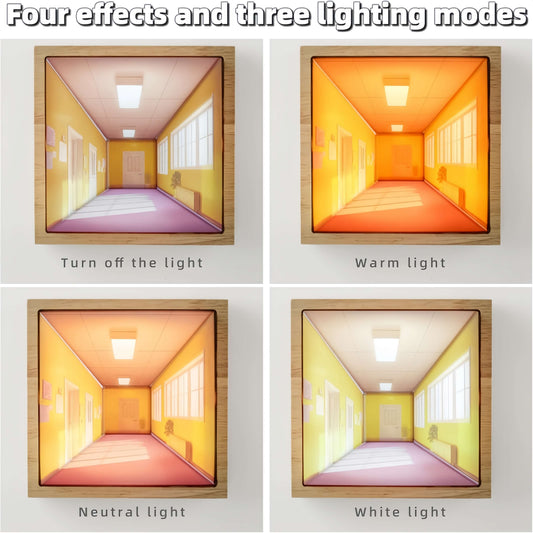 ORADO Naked Eye 3D Wall Sconce, USB Rechargeable Wall Mounted Light, Decor Night Three Color Adjustable, Indoor Wireless Lights for Bedroom Living Room Offices (Corridors)