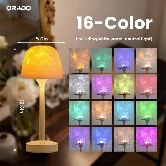 ORADO Aurora/Ocean Wave/Water Ripple Desk Lamp 16-Color Ambient Table Lamp with Control, Relaxation &Romantic Night Ambience