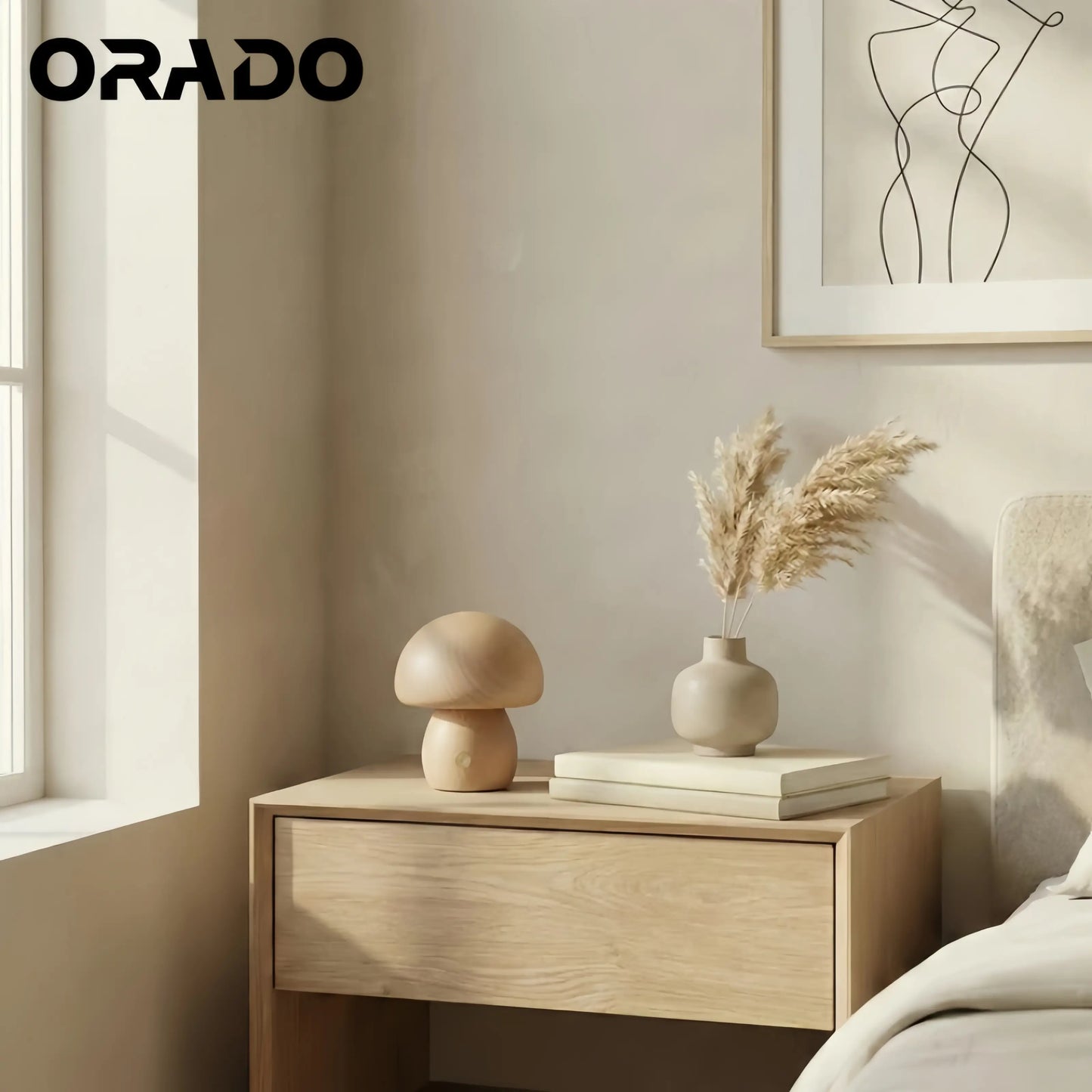 Mushroom Solid Wood Table Lamp