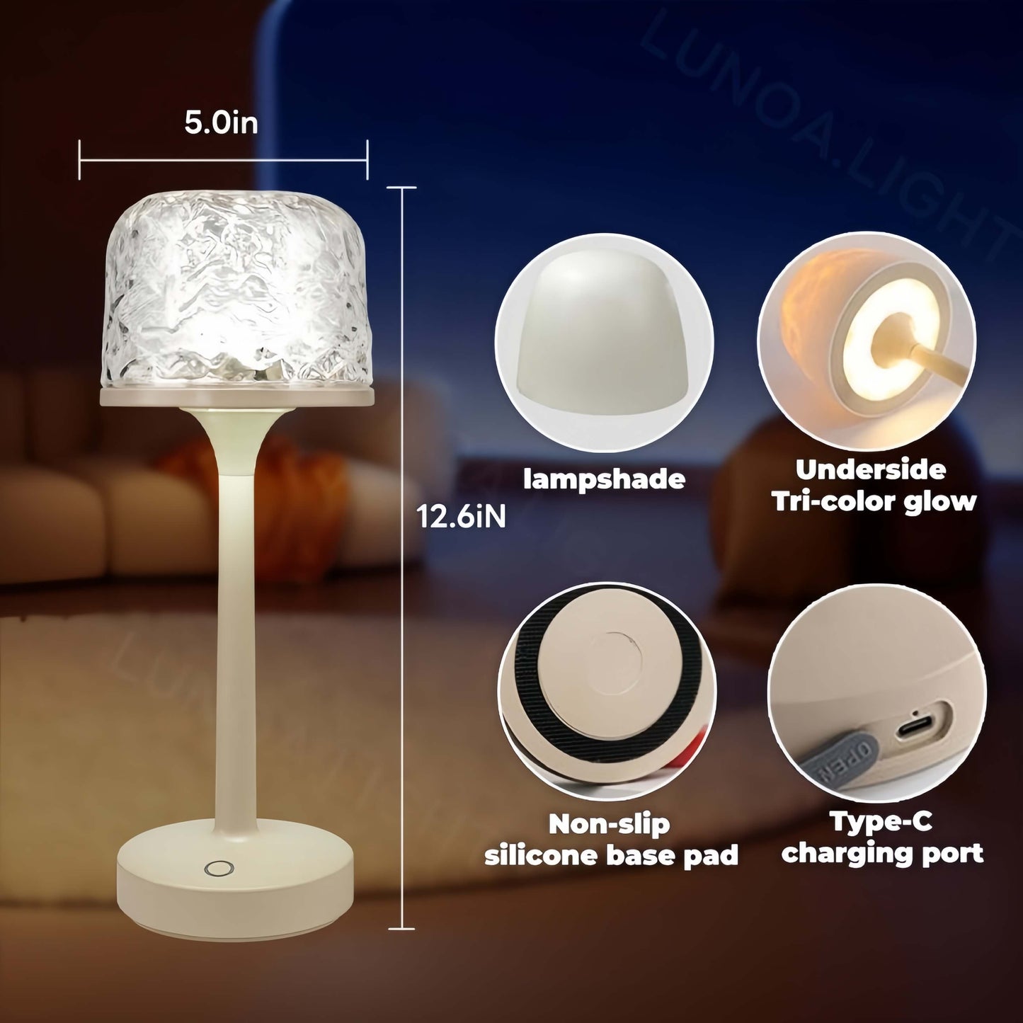 ORADO Aurora/Ocean Wave/Water Ripple Desk Lamp 16-Color Ambient Table Lamp with Control.