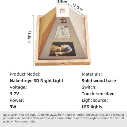 3D diorama lamp dimension diagram and wooden-frame construction details