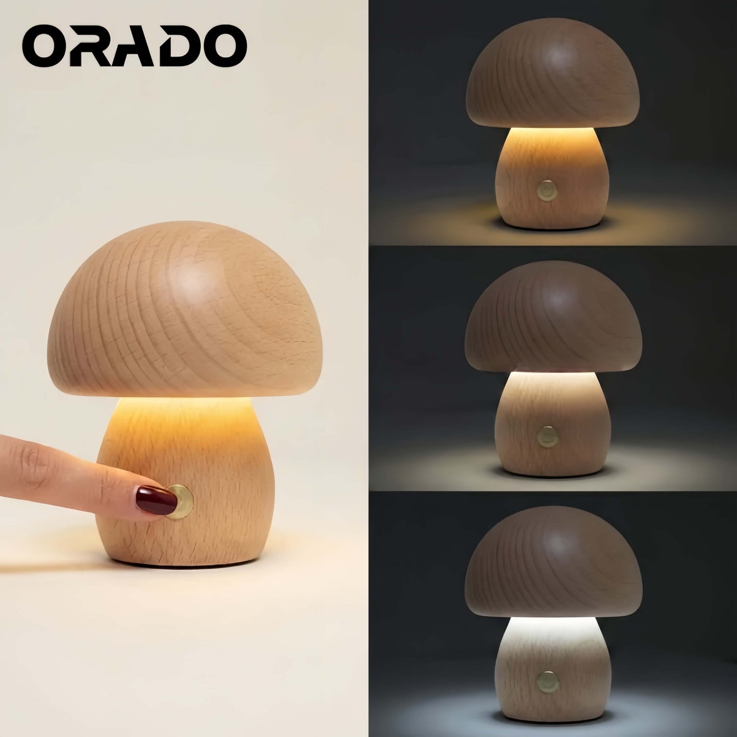 Mushroom Solid Wood Table Lamp