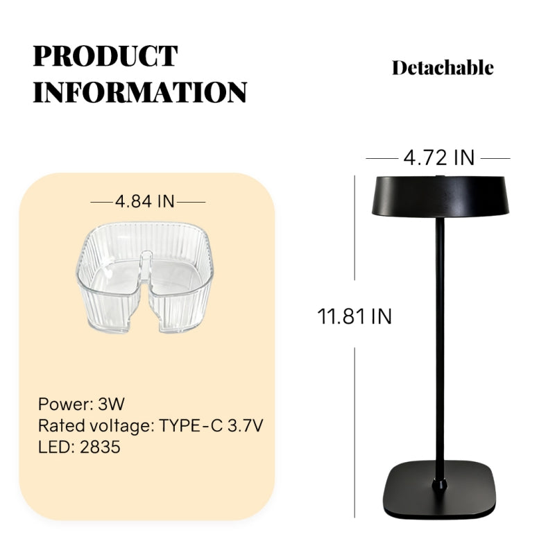ORADO Modern Table Lamp with Acrylic Tray – Decorative Plant Light, Aroma Lamp, Desk Organizer & Minimalist Home Decor Lighting Wireless