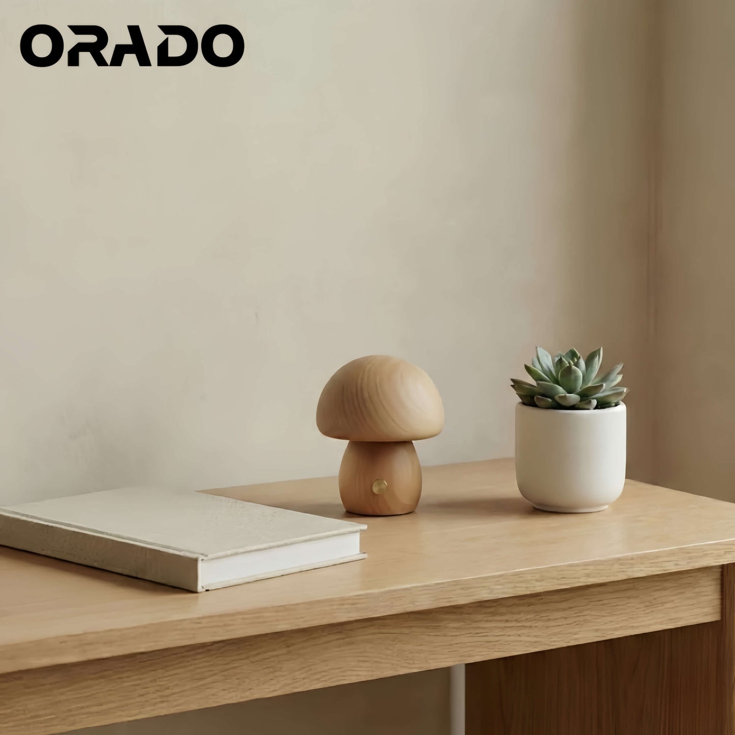 Mushroom Solid Wood Table Lamp